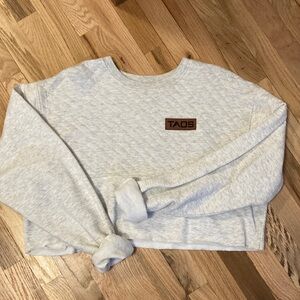 Blue 84 Gray Quilted Women's Sweater with Taos patch